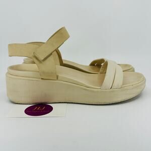 ECCO Women's Flowt LX Limestone Leather Wedge Sandals Size 40 EU/ 9-9.5 US